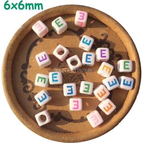 Wholesale Acrylic Cube Colorful Individual Alphabet Letter E Beads 6mm Jewelry Making A B C D E F G H I J K L M N O P Q 2600pcs