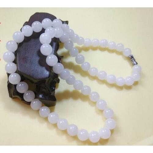 Hetian jewerly beads white necklace men and women necklace natural authentic gift