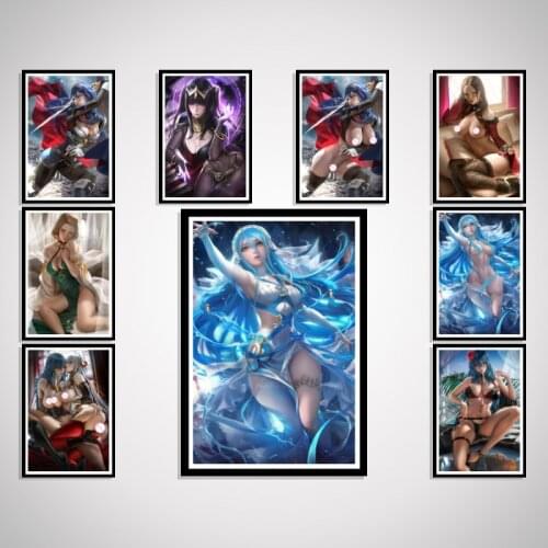 Fire Emblem Kakusei Lucina Sexy Nude Girl Byleth Cartoon Kawaii Game Edelgard Camilla Poster Wall Art Silk Picture Custom Room