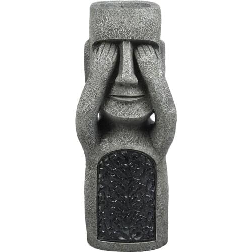 See Hear Speak No Evil Garden Easter Island Statues Creative Garden Resin Sculpture Outdoor Decoration E7