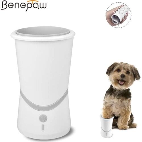 Benepaw Portable Electric Dog Paw Cleaner USB Charging Detachable Eco-friendly Soft Silicone Brush Pet Foot Washer Low Noise