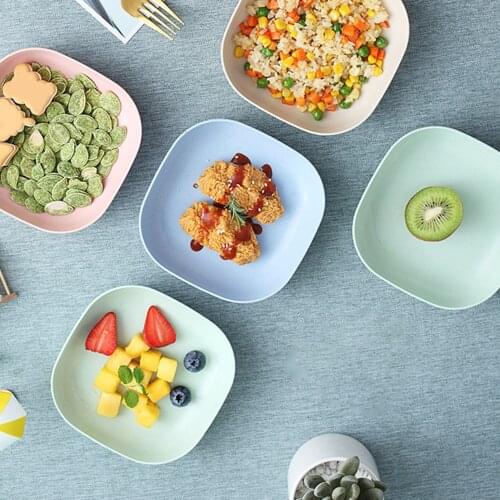Wheat Straw Household Unbreakable Snacks Fruit Bones Plate Square Salad Bowl Cute Bowl Ramen Bowl Kitchen accessories