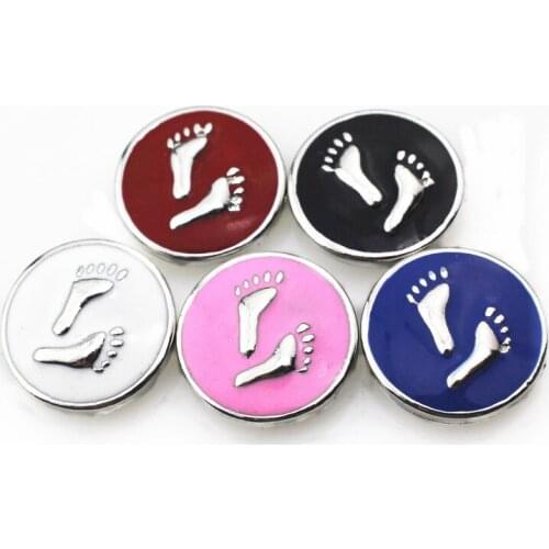 Mix color Footprint Snap Buttons Fit 18mm Buttons Snap Jewelry Charms DIY Bracelets&Bangles 20pcs/lot