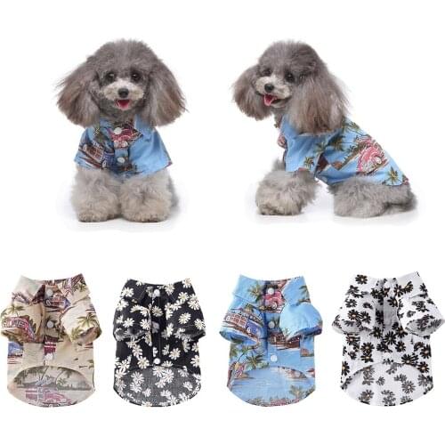 Pet Dogs Cats Clothes Cotton Pet Short Sleeves Shirts Spring Summer Daisy Print Shirts Pet Supplies Summer Beach Clothes
