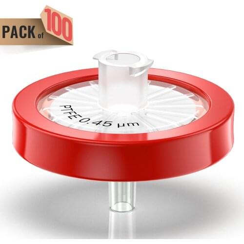 Syringe Filters,PTFE Membrane 0.45μm Pore Size,25mm Diameter,100 Pcs by Ks-Tek