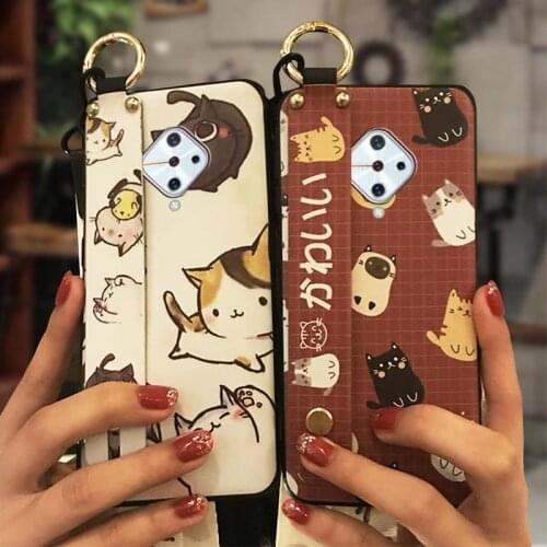 Back Cover Phone Holder Phone Case For VIVO V17/Y9S/X50 Lite/V1945A For Woman Soft Case Silicone Cartoon Lanyard