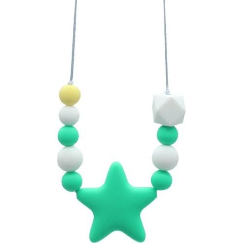 BPA Free Silicone Teether, Baby Teething Necklace, Infant Babes Nursing Breastfeeding Necklace Toy, Mom Chewable Jewelry