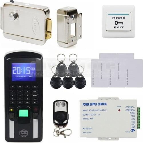 DIYSECUR Fingerprint 125KHz RFID Reader Password Keypad + Electric Lock Door Access Control System Kit for Office / House
