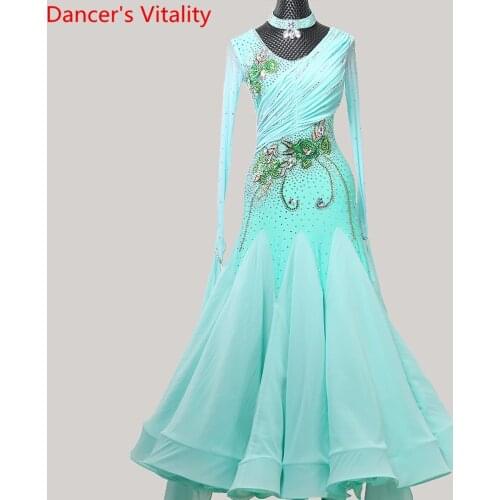 Modern Dance Competition Outfits Slap-up Embroidered Fishbone Dress Ballroom Walstz Jazz National Standard Dancing Stage Wear