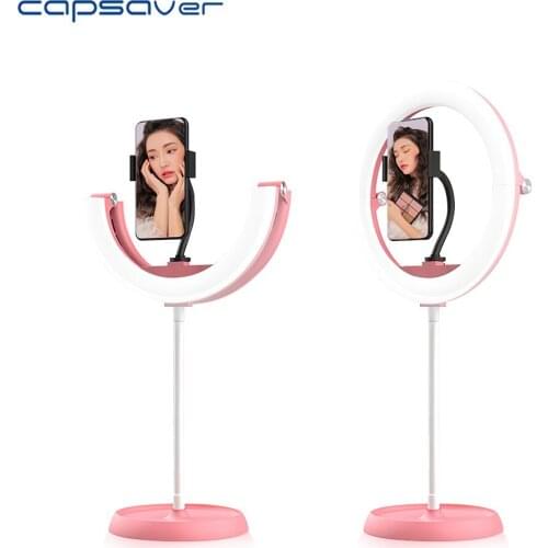 Capsaver LED Ring Light 10 inch Foldable Ring Lamp Desktop USB 3200K 5600K for Phone Youtube Selfie Video Live Stream Makeup