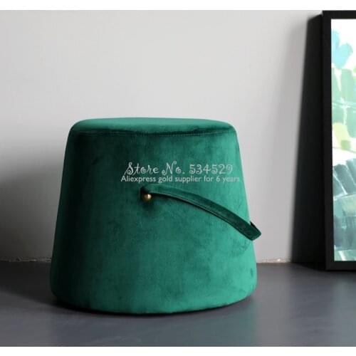 Thickened Sponge Velvet Stools Nordic Round Stool Creative Sofa Ottoman Footstool Makeup Stool Shoes Changing Bench with Hanger