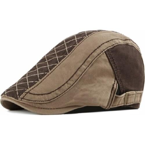 Patchwork Vintage Flat Cap For Men Cotton Retro Ivy Beret Hat Plaid British Style Newsboy Hat Cap Summer Male Sun Visor Bone