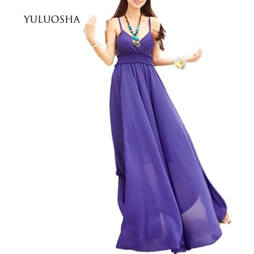 YULUOSHA New Gala Dress Sleeveless Halter Floor-Length Draped A-Line Party Sexy Dress Vestidos De Fiesta Summer Prom Dresses