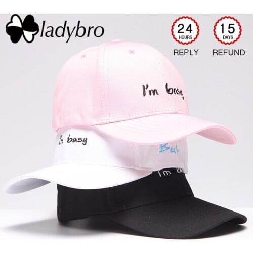 Ladybro Women Baseball Cap I'm busy Dad Hat Brand Street Men Hat Cap Female Pink Fashion Casual Letter Snapback Cap Male Bone