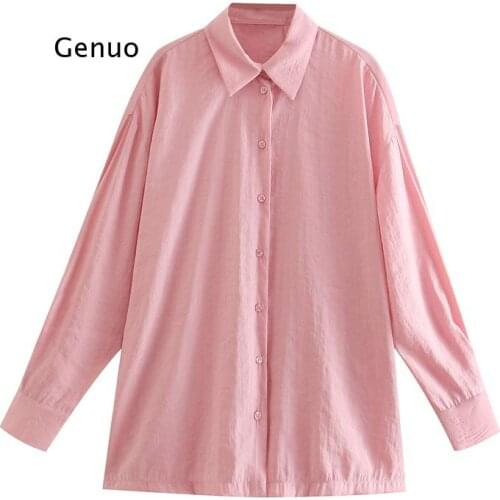 Women Solid Colors Long-Sleeved Loose Straight Shirt Turn-Down Collar Top Female Tees T-Shirt Blusas Workplace Office Blouses