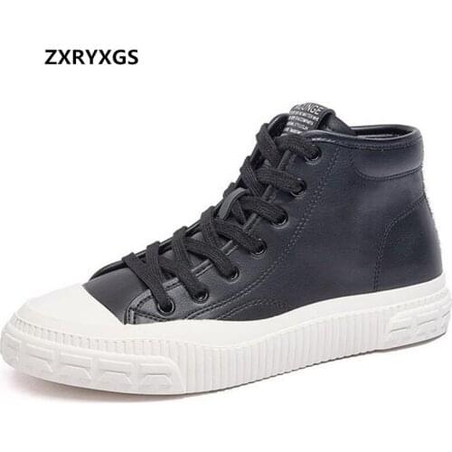 Hot Promotion Black White High Top Genuine Leather Shoes Ankle Boots Women Sneakers Shoes Fashion Casual Shoes Woman Tide Shoes
