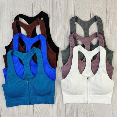 7 Colors Zipper Fitness Sport Bra Seamless Yoga Bras for Women Running Workout Sports Crop Top Female GYM Clothing Tank Tops