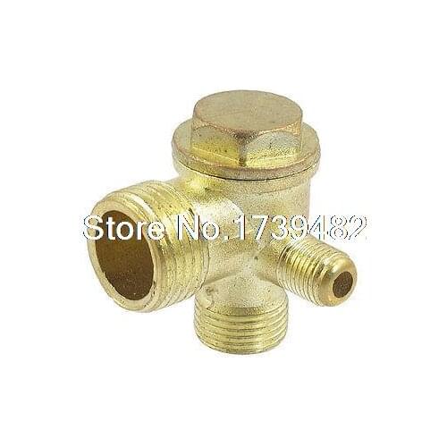 Gold Tone Metal Three Way 1/2"PT x 1/8"PT x 3/8"PT Gas Valve