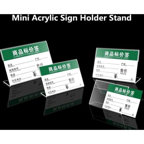 10pcs 9*6cm L Shape Desk Acrylic Sign Holder Card Display Price Tag Menu Service Label Office Club Business School Restaurant