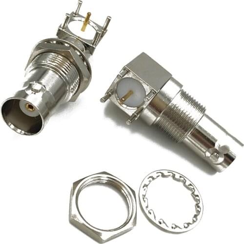 10pcs /lot BNC Coaxial Connector BNC Female socket bulkhead Right Angle PCB Mount BNC Connector AHD TVI CCTV Camera Accessories