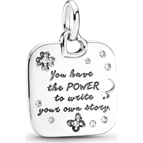 2019 New 100% 925 Sterling Silver Female Empowerment Motto Pendant Charm Fit DIY Necklaces Women European Original Jewelry Gift