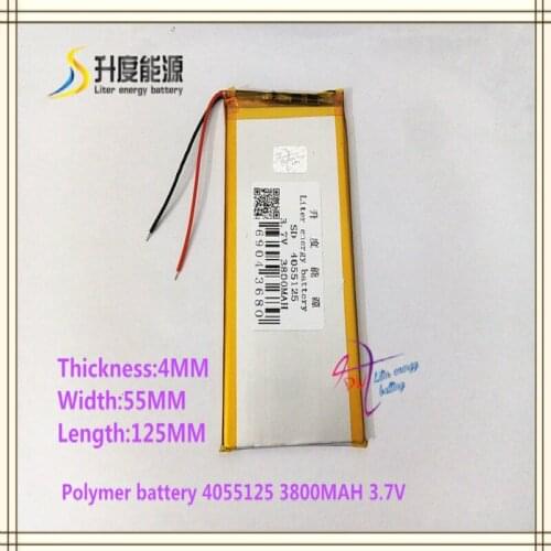 3.7V 3800mAH 4055125 polymer lithium ion / Li-ion battery for tablet pc GPS E-BOOK POWER BANK MOBILE BANK