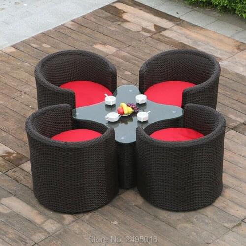 5 pcs metal Frame with PE rattan sectional chair and coffee table Patio Furniture leisure set for garden outdoor