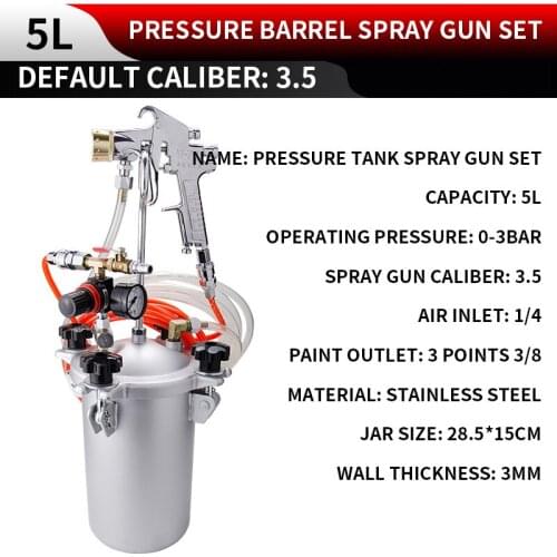 5L Water-in-water Colorful Paint Spray Gun Pressure Stainless Steel Bucket Paint Latex Paint Marble Pneumatic Sprayer Machine