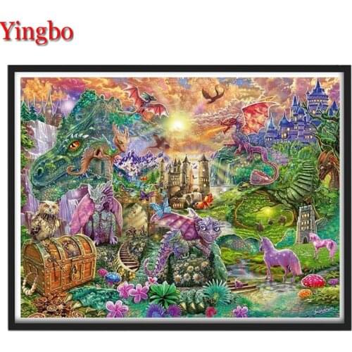 Full Square/Round Diamond Painting Fantasy Dinosaurs Palaces 5D Diy Cross Stitch Mosaic Sticker Diamond Embroidery Home Decor