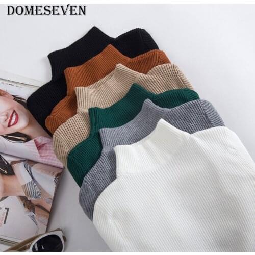 Korean Style Basic Turtleneck Knitting Bottoming Warm Sweaters Autumn Winter Womens Pullovers Solid Minimalist Cheap Tops 2021