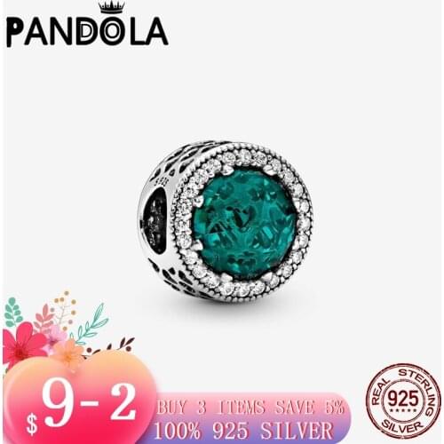 2021 new 925 Sterling Silver Sparkling Sea Green Charms Beads Bracelet Fit Original Pandora Bracelet DIY Jewelry For Women