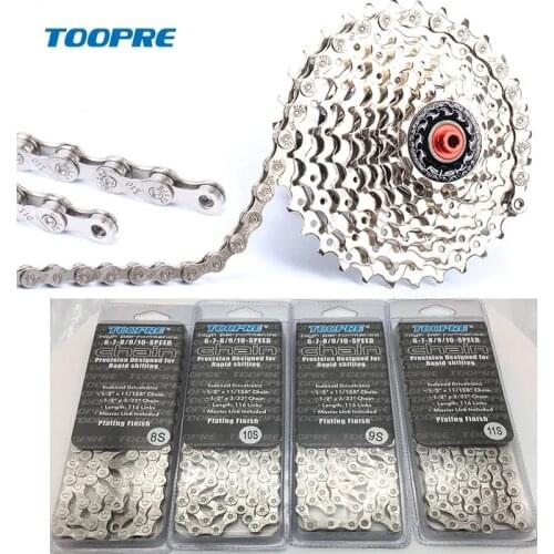 Toopre Mountain bike chain 8 speed 9 10 11 speed road bike 21 24 27 30S speed shift chain with Magic Button with retail box