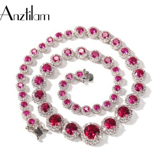 6.7mm Hip Hop Bling Iced Out Big Gradual Change Zircon Stone Tennis Chain Choker Necklaces for Men Women Rapper Fashion Jewelry