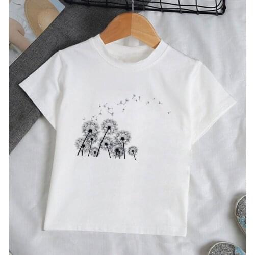 Childrens Shirt Summer Unisex Short Sleeve T-shirt Dandelion Wildflower Hedgehog Cartoon T-shirts Boy Kid Boys And Girls Tops