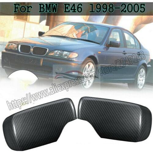 For BMW 3 Ser E46 1998-2006 2pcs/set Add on style Real carbon fiber auto side mirror cover cap
