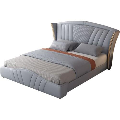 Italian luxury bed leather bed Nordic minimalist master leather bed double bed 1.8 meters modern online celebrity bed soft bed