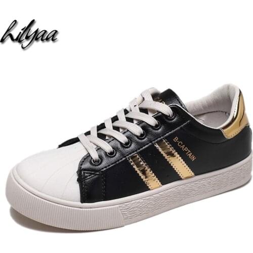 Woman Platform Sneakers PU Leather White Vulcanized Shoes Gold Design Female Casual Trainers Tenis Feminino Fashion Sneakers