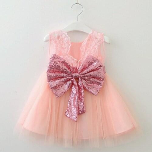 Summer Childrens Bow Sequined Princess Dress Childrens Casual Dress Up Party Performance Dress Kids Dresses for Girls