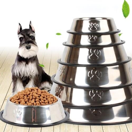 Dog Bowl Stainless Steel Standard Pet Puppy Cat Water Bowl Food Container Silvery Dish For Chien Cat Feeder Dog Accessories