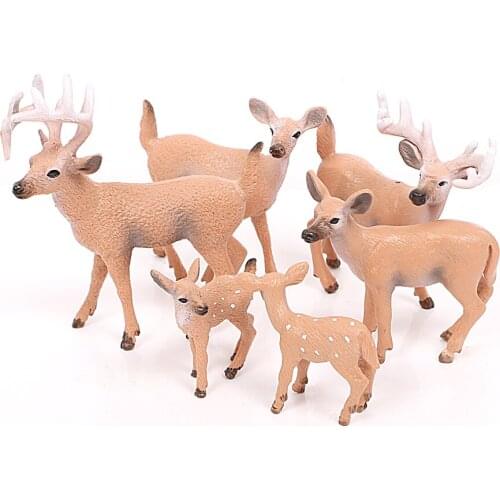 Simulation Farm Animals Deer models Figurines White-Tailed Deer Family Figurines Home Party Decoration Toy Gift