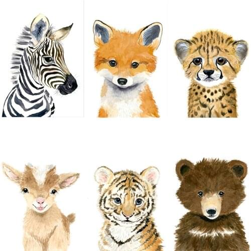 AMTMBS Elephant Zebra Fox Rabbit Bear Giraffe Animal Acrylic Oil Painting By Numbers Draw On Canvas DIY Home Wall Art Decoration