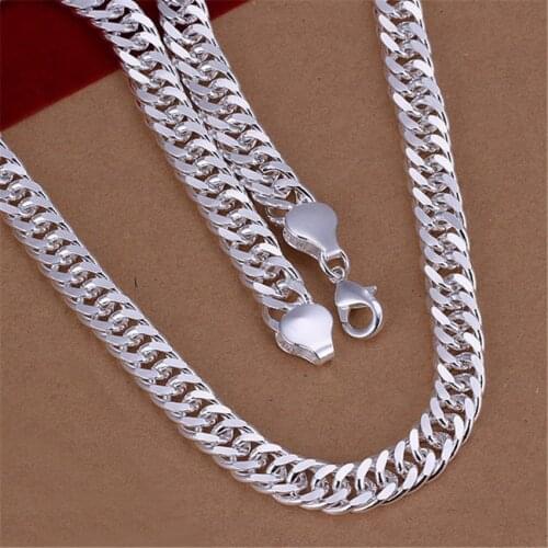 New listing Mens 10MM full sideways silver color Necklace Fashion Jewelry Men dress wild New Year