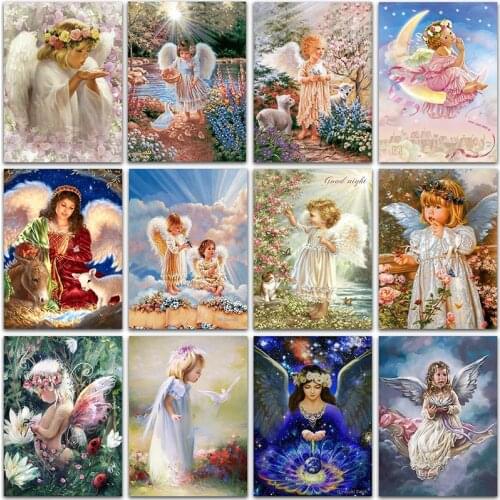 Full Square&Round Diamond embroidery Cross stitch Diamand mosaic Paint 5D DIY Diamond Painting angel Cartoon Girl baby decor ar