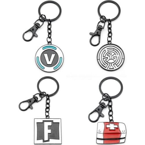PS4 Game Jewelry V-Bucks Coin Chug Jug Med Kit Enamel Metal Keychain Alloy Keyring Key Chain For Men Women Gifts