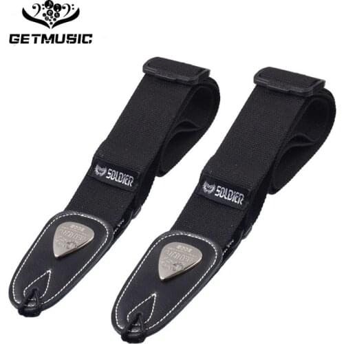 Adjustable Pure Cotton Black Guitar Strap Genuine Leather End for Electric Bass Guitar