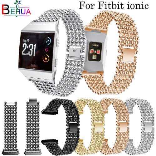 Fashion watchbands For Fitbit Ionic Five beads stainless Watch Band Wrist strap Bracelet smart Accessories Replacement belt band