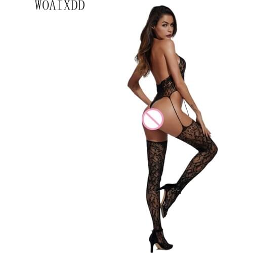 Sexy Lace Mesh Seamless Bodystocking Nightgown Sexy Lingerie Gauze Women Exposed Breast Jumpsuits Latex Bodysuit