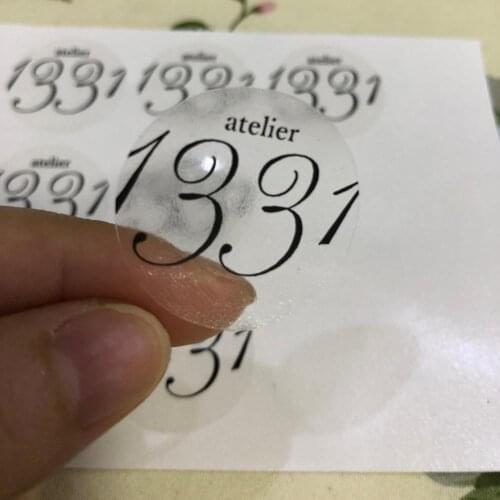 Waterproof Clear Transparent Custom Sticker with Customized LOGO with black printing texts