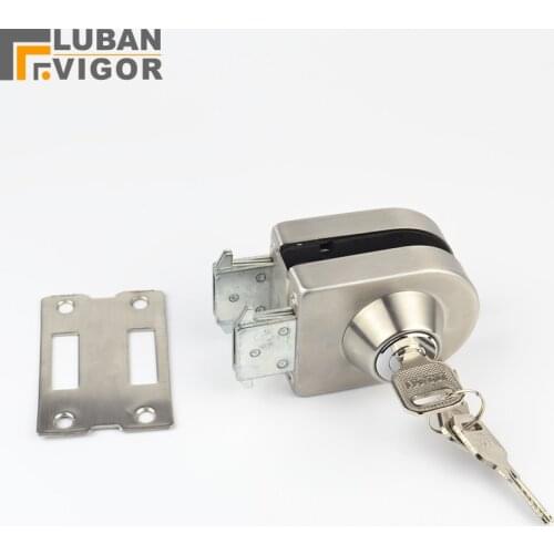Glass Door Lock, stainless steel,No need to Drilling on glass,lock inside and outside,single door,Frameless glass door