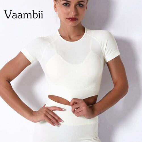 Seamless Fitness Crop Top T-shirts Women Short Sleeve Womens Sports Sweater Running Shirt T-shirt Feminine Gym Female Sport